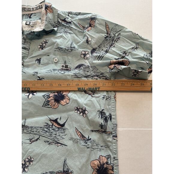 Salty Crew Button Shirt XL Tropic Sails Nautical Floral Outdoor Blue Short Sleev - Picture 7 of 12